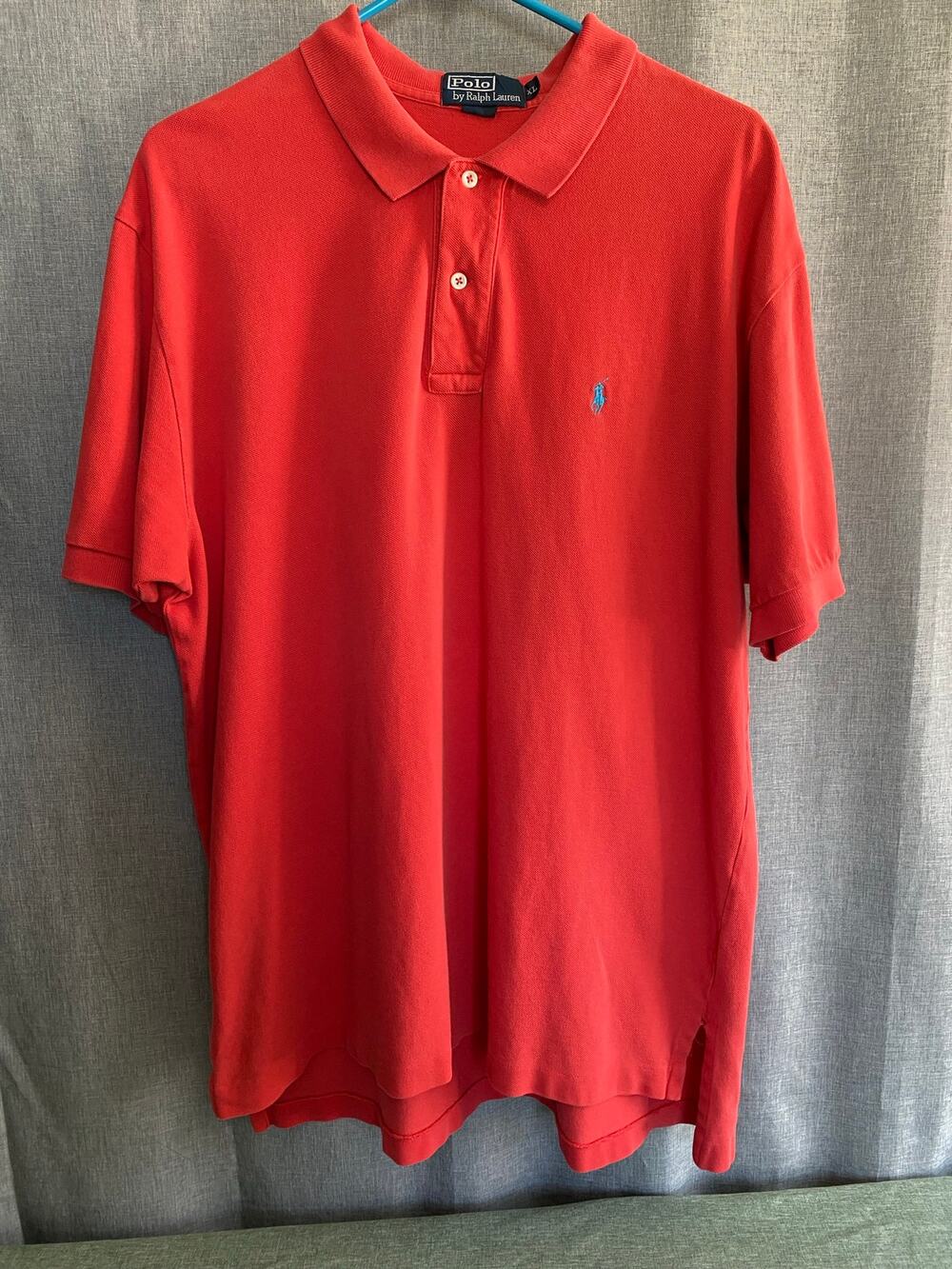 Vintage Polo Ralph Lauren XL Polo Shirt Coral Red Short Sleeve Blue Pony